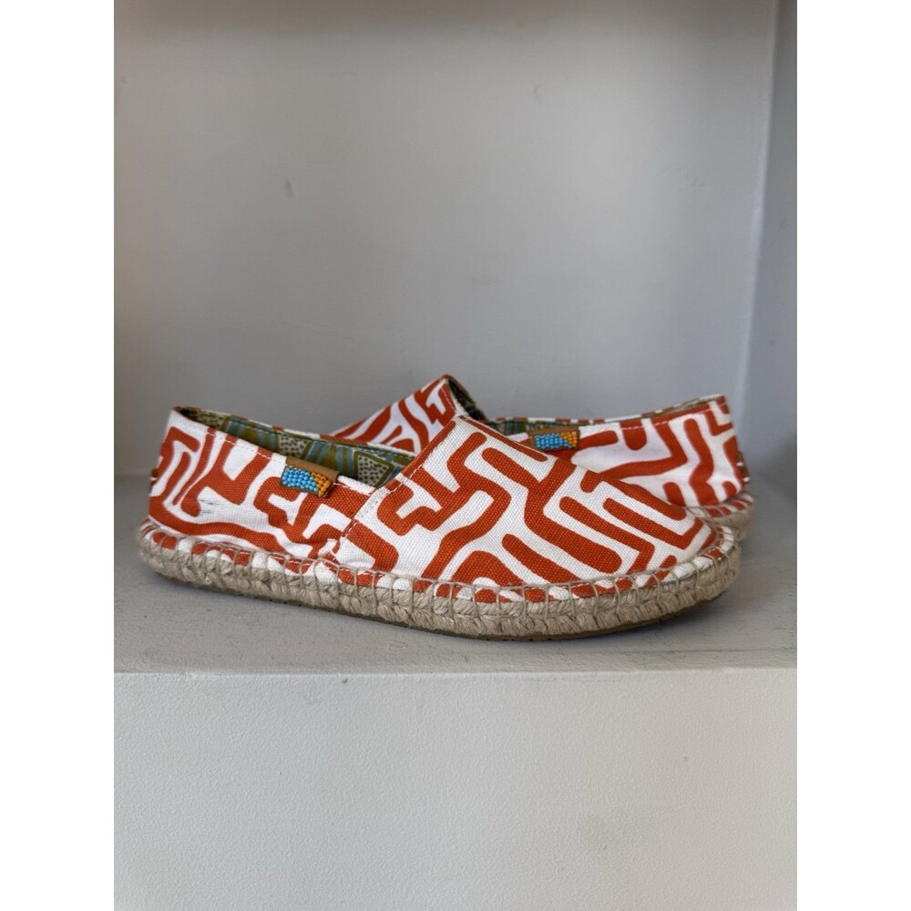 Ubuntu Life Handmade Orange And White Checkerboard Afridrilles Sz 7.5 Espadrille